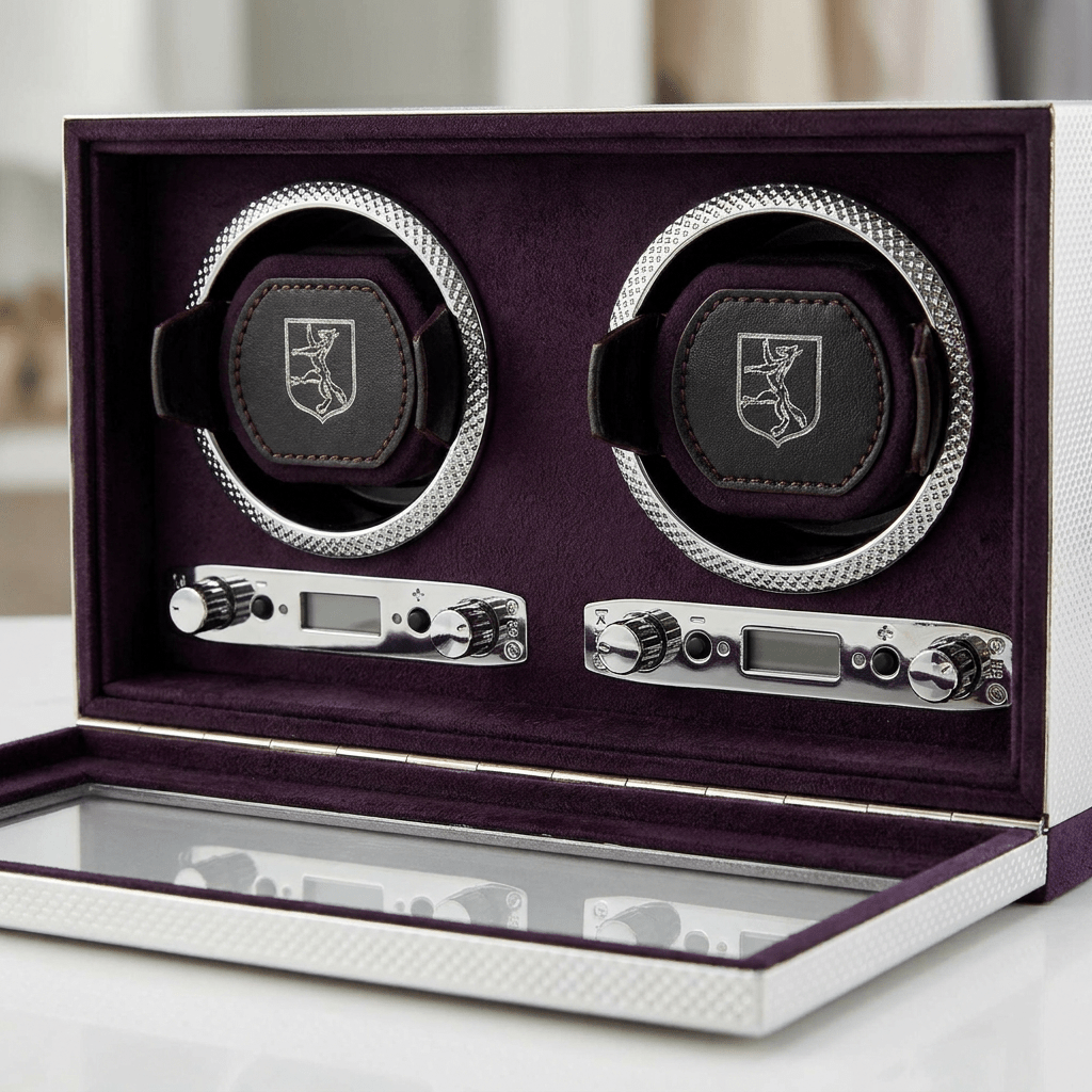 Wolf 1834 Silver watch winder 2 horloges - detail openingen