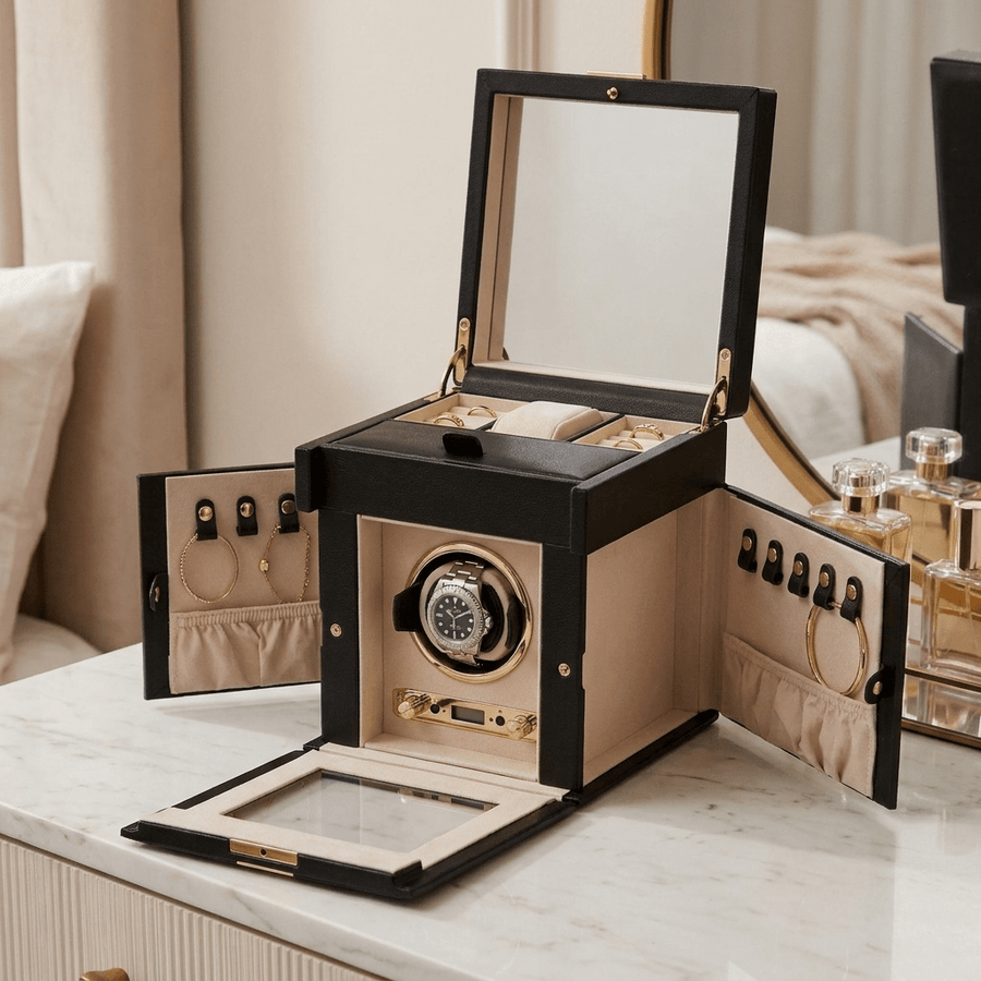 Wolf 1834 Palermo watch winder met sieradenopslag - lifestyle kaptafel