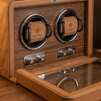 Windrose Noblesse 2 horloges Camel - detail winders