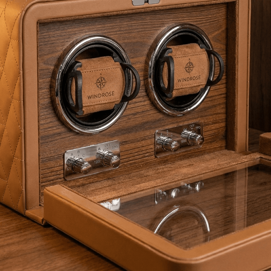 Windrose Noblesse 2 horloges Camel - detail winders
