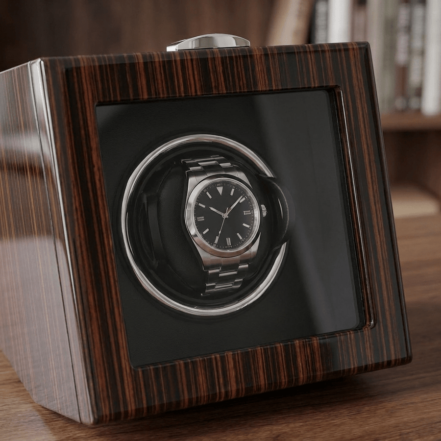 Ashford & Rye Ebony hout 1 horloge - detail