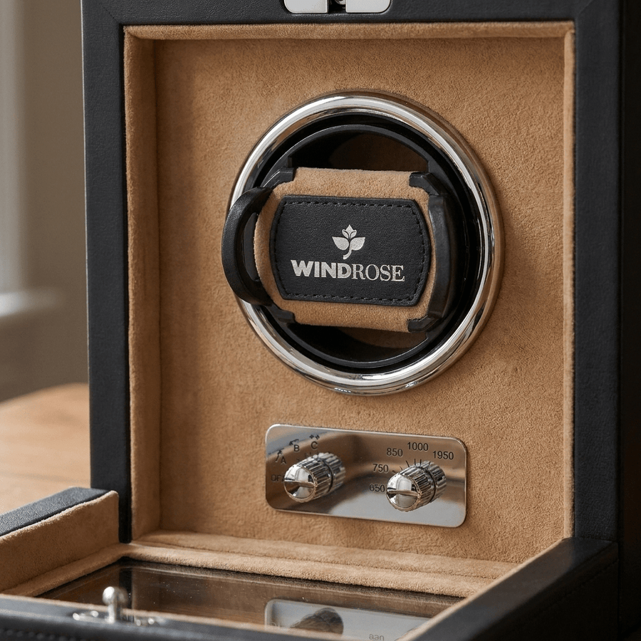 Windrose Ambiance 1 horloge Camel - detail winder