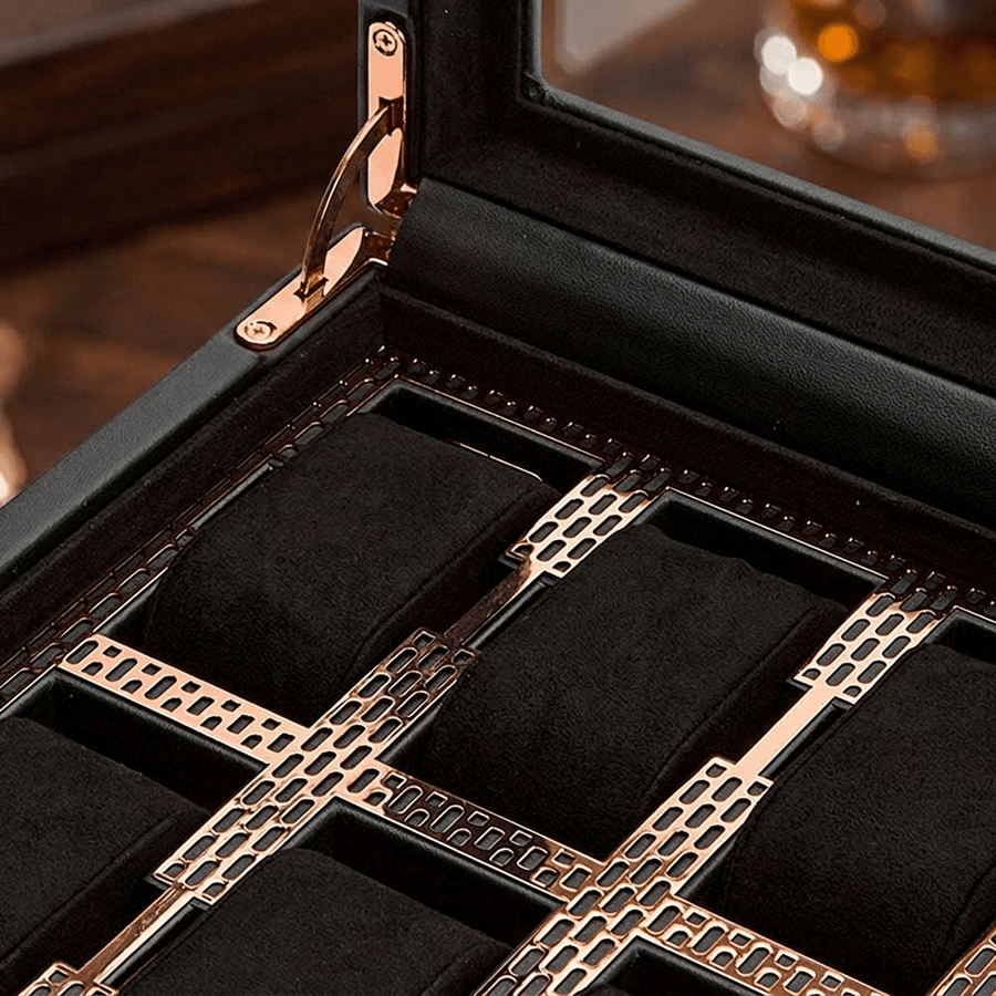 Wolf 1834 Axis horlogedoos 8 horloges Copper - interieur detail