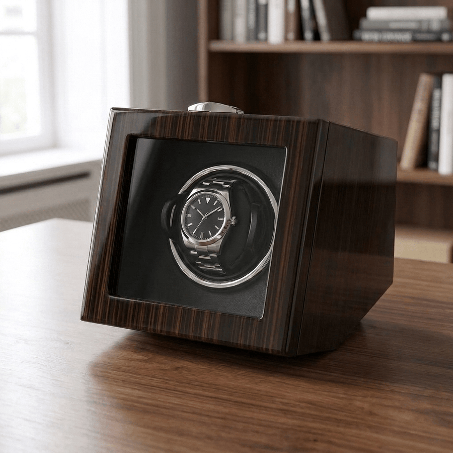 Ashford & Rye Ebony hout 1 horloge - lifestyle studeerkamer