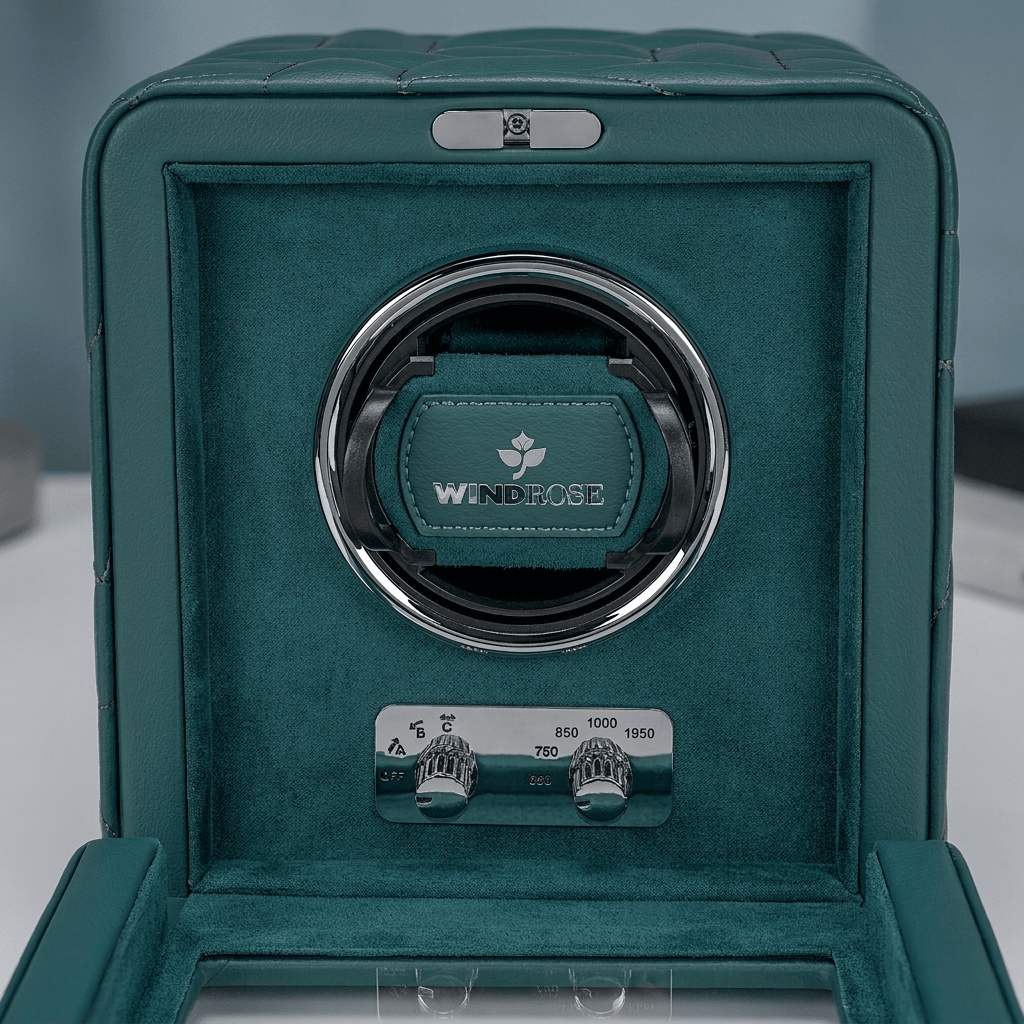 Windrose Noblesse 1 horloge Petrol - detail winder