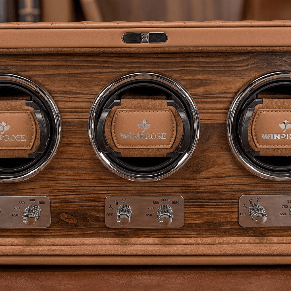 Windrose Noblesse 3 horloges Camel - detail winders
