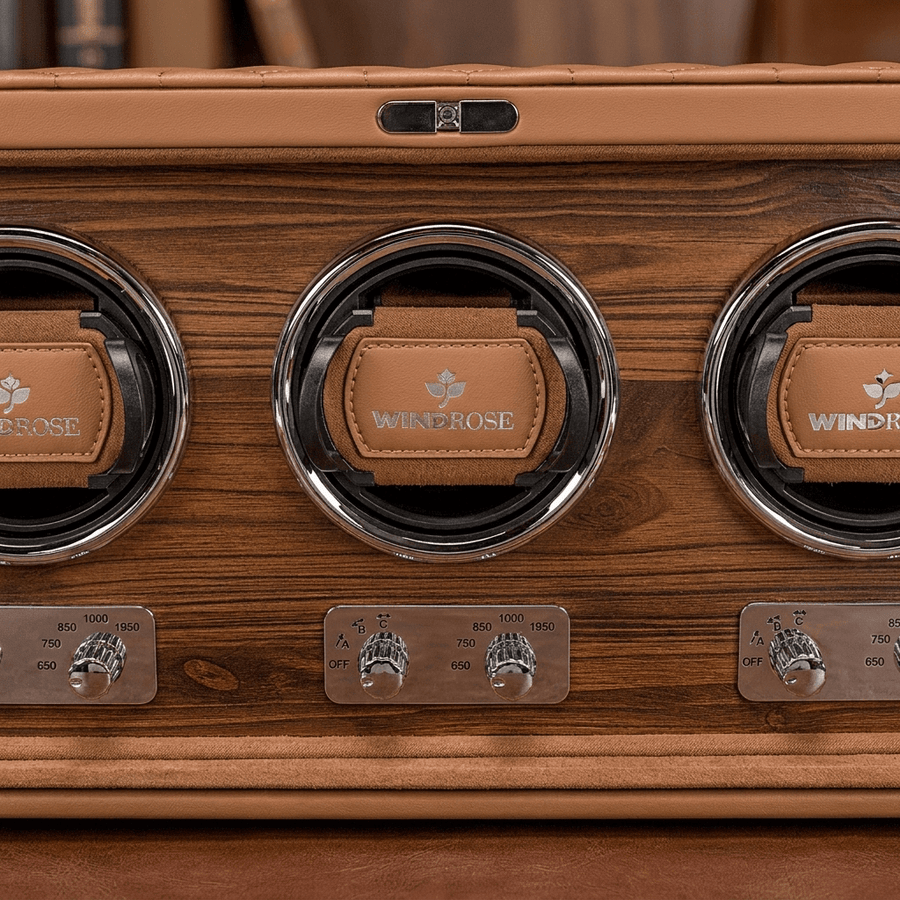 Windrose Noblesse 3 horloges Camel - detail winders