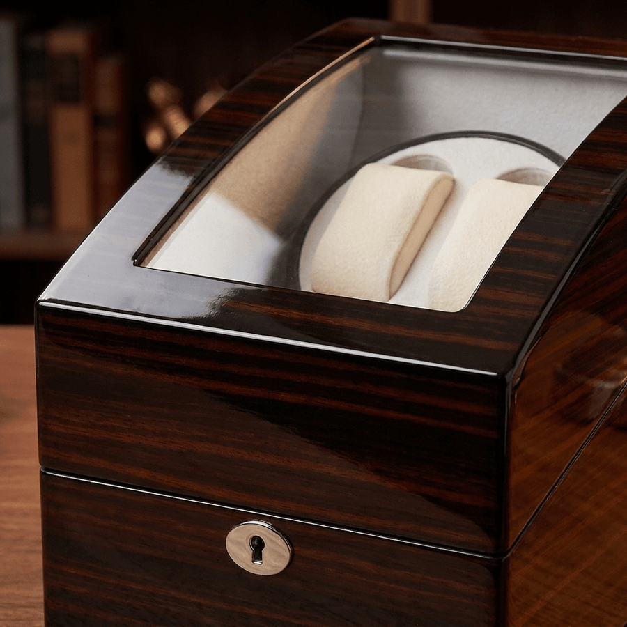 Ashford & Rye watch winder Ebony hout - detail