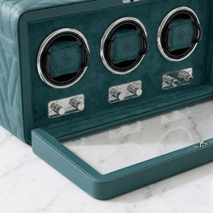 Windrose Noblesse 3 horloges Petrol - detail winders