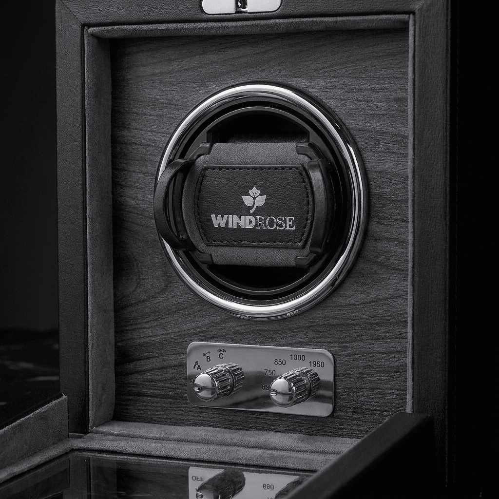 Windrose Ambiance 1 horloge Zwart - detail winder