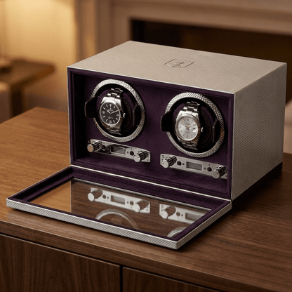 Wolf 1834 Silver watch winder 2 horloges - lifestyle dressoir