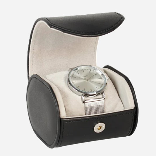 Horloge Pouch Zwart/Beige - Horlogedoos - Horlogerieshop.nl