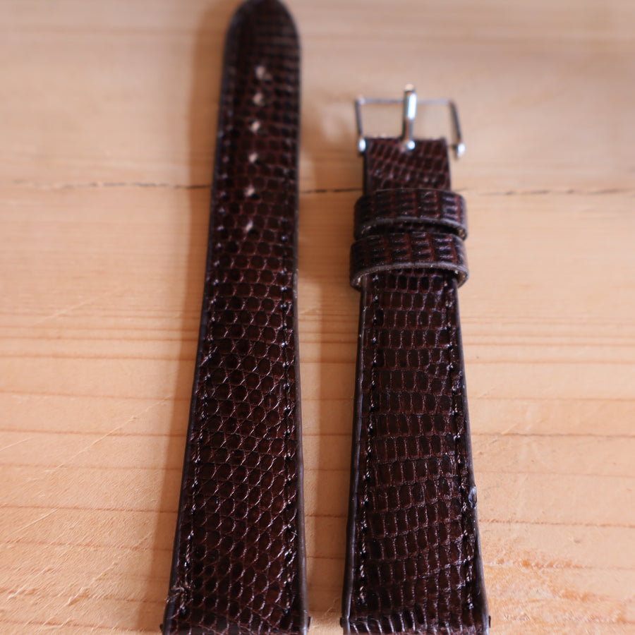 Horlogeband hagedissenleder Brun Brunnete