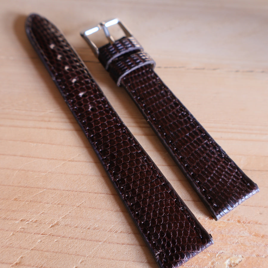 Horlogeband hagedissenleder Brun Brunnete