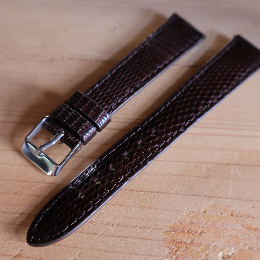 Horlogeband hagedissenleder Brun Brunnete