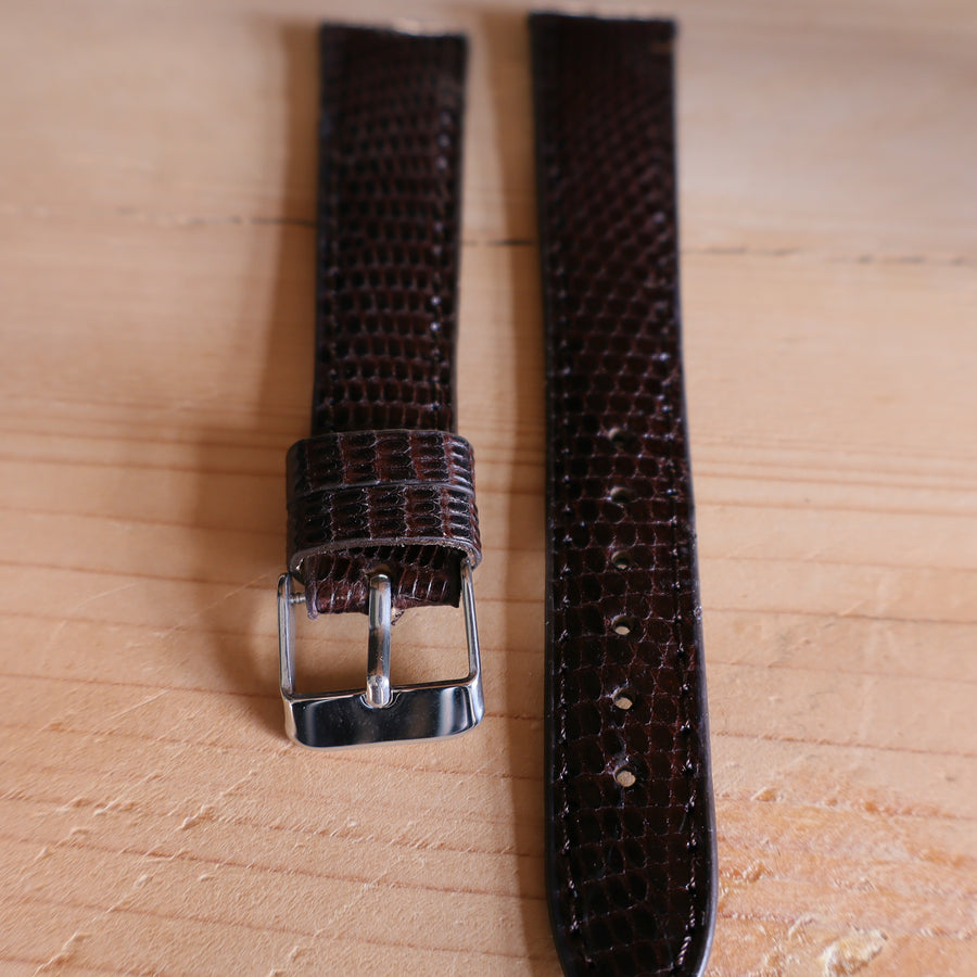 Horlogeband hagedissenleder Brun Brunnete