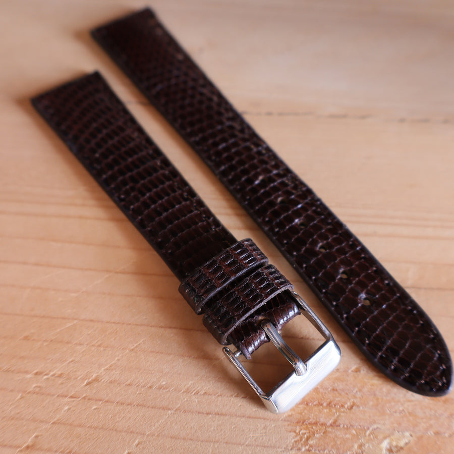 Horlogeband hagedissenleder Brun Brunnete