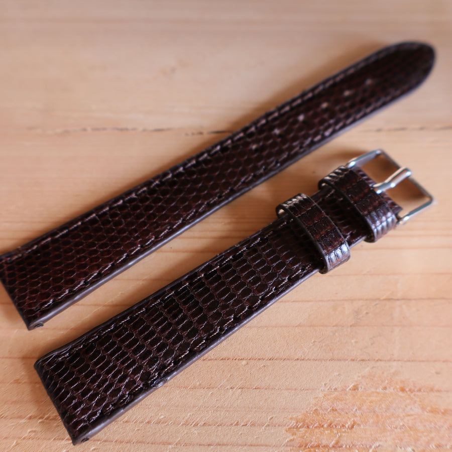 Horlogeband hagedissenleder Brun Brunnete