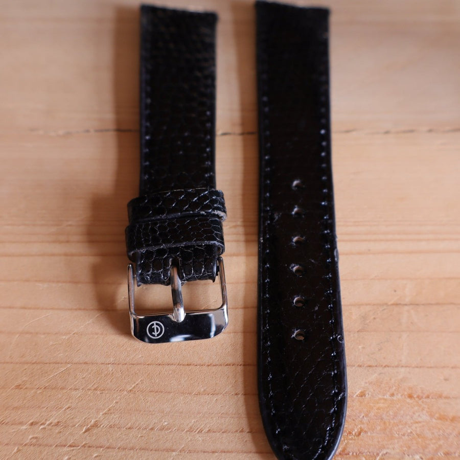 Horlogeband hagedissenleder Saphire Black - Horlogerieshop.nl
