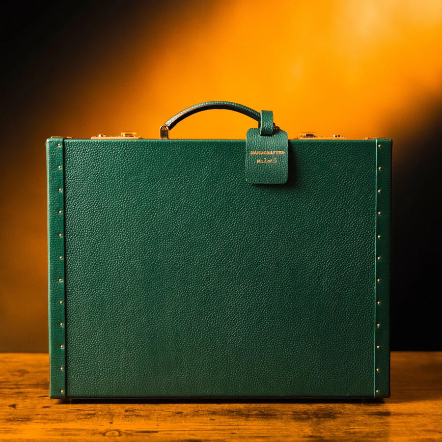 Horlogedoos Groen kalfsleder/Oranje Suede 15 horloges Old Fashioned Luxury - Horlogerieshop.nl
