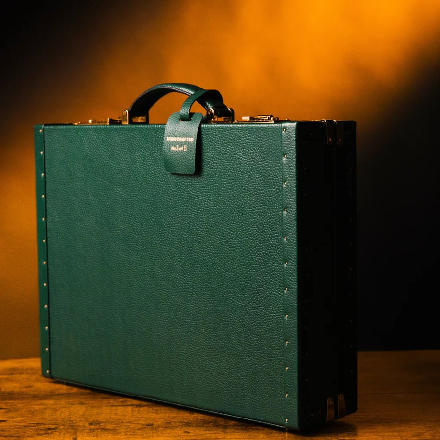Horlogedoos Groen kalfsleder/Oranje Suede 15 horloges Old Fashioned Luxury - Horlogerieshop.nl
