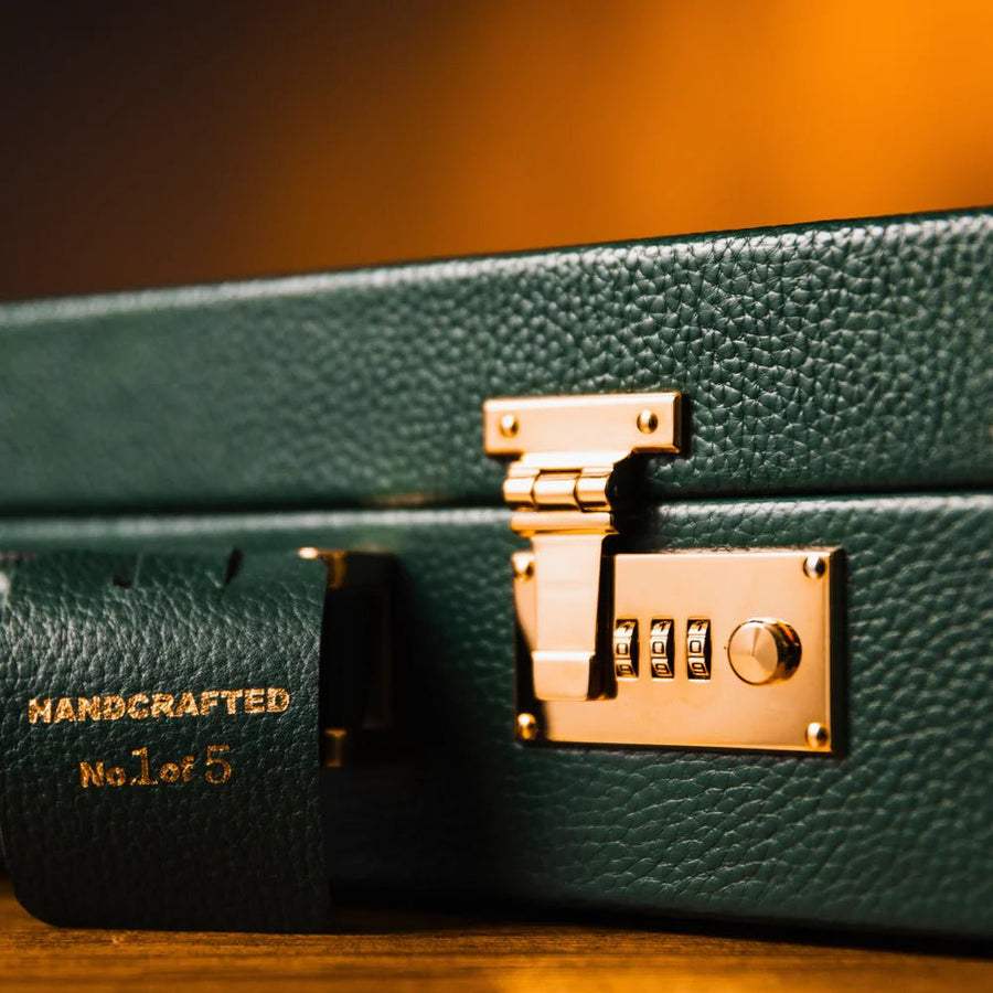 Horlogedoos Groen kalfsleder/Oranje Suede 15 horloges Old Fashioned Luxury - Horlogerieshop.nl