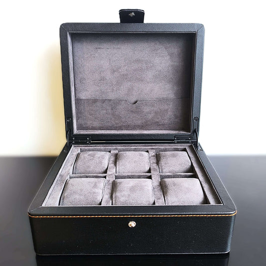 Horlogedoos leder/velours 6 Horloges Leanschi