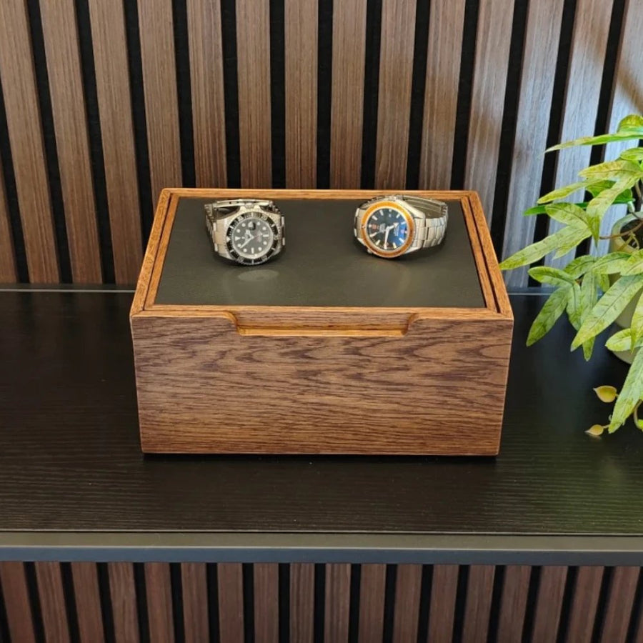 Horlogedoos Donker Eiken 6 Horloges Morelund - deksel als presentatieblad