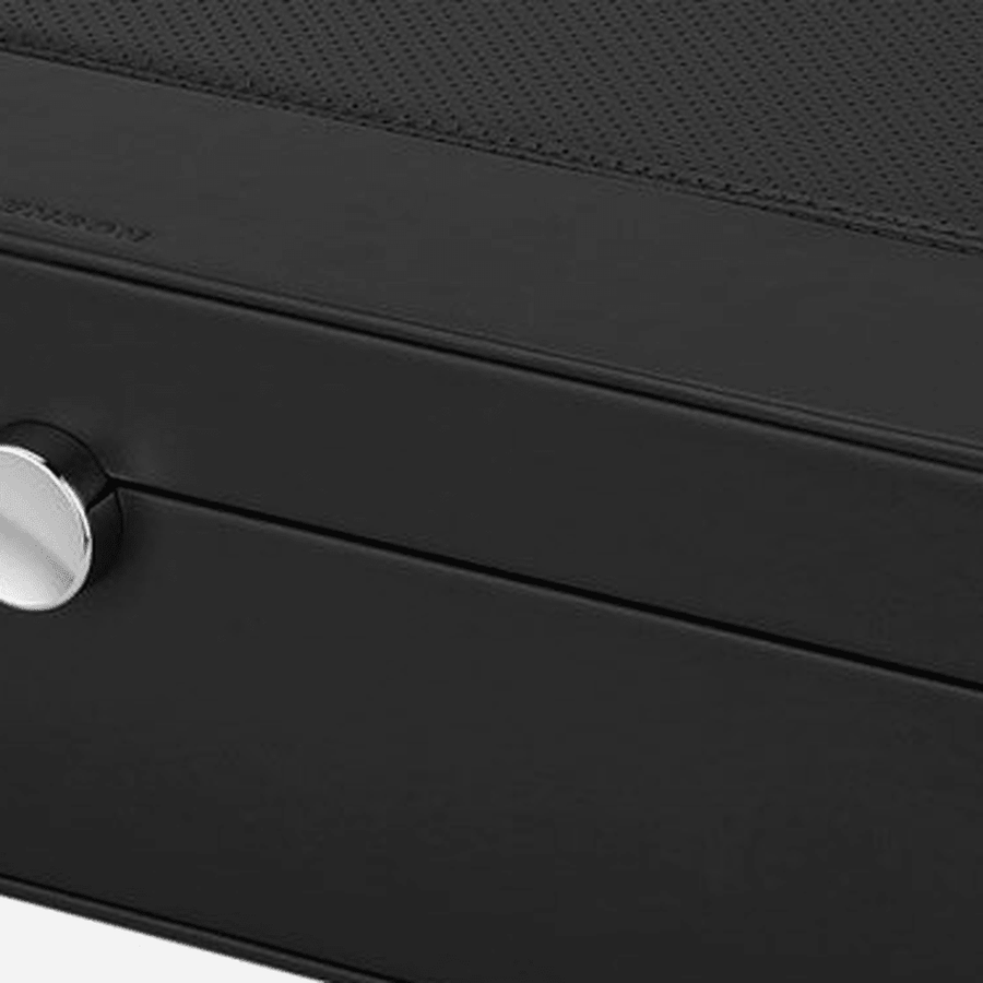Benson Horlogedoos Black Series 12 Horloges Zwart - detail leer en stiksel