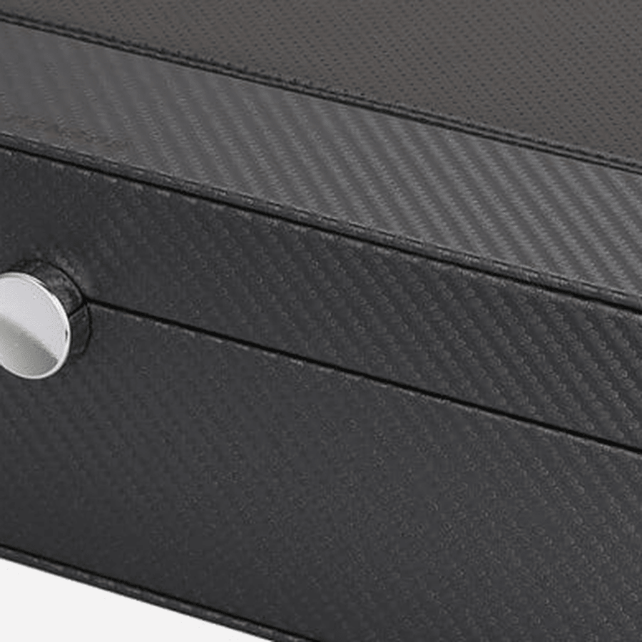 Benson Horlogedoos Black Series 12 Horloges Carbon - detail leer en stiksel