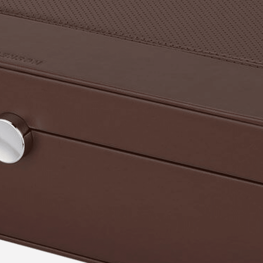 Benson Horlogedoos Black Series 12 Horloges Donkerbruin - detail leer en stiksel