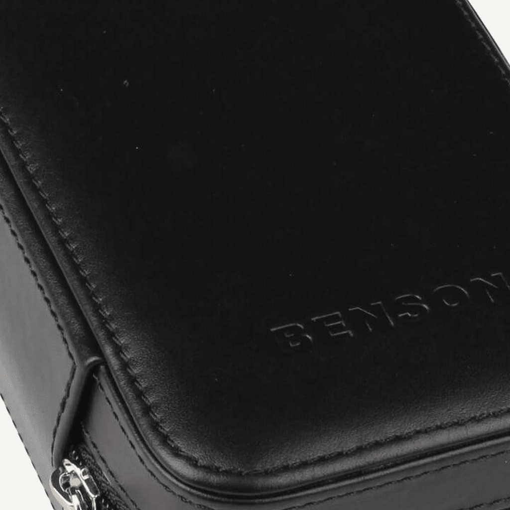Benson Horloge etui Black Series 1 Horloge Zwart - detail leer en stiksel