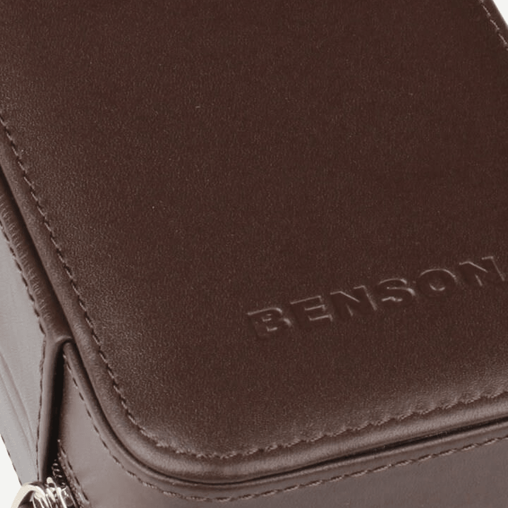 Benson Horloge etui Black Series 1 Horloge Donkerbruin - detail leer en stiksel