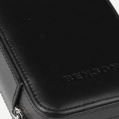 Benson Horloge etui Black Series 2 Horloges Zwart - detail leer en stiksel