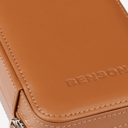 Benson Horloge etui Black Series 2 Horloges Camel - detail leer en stiksel