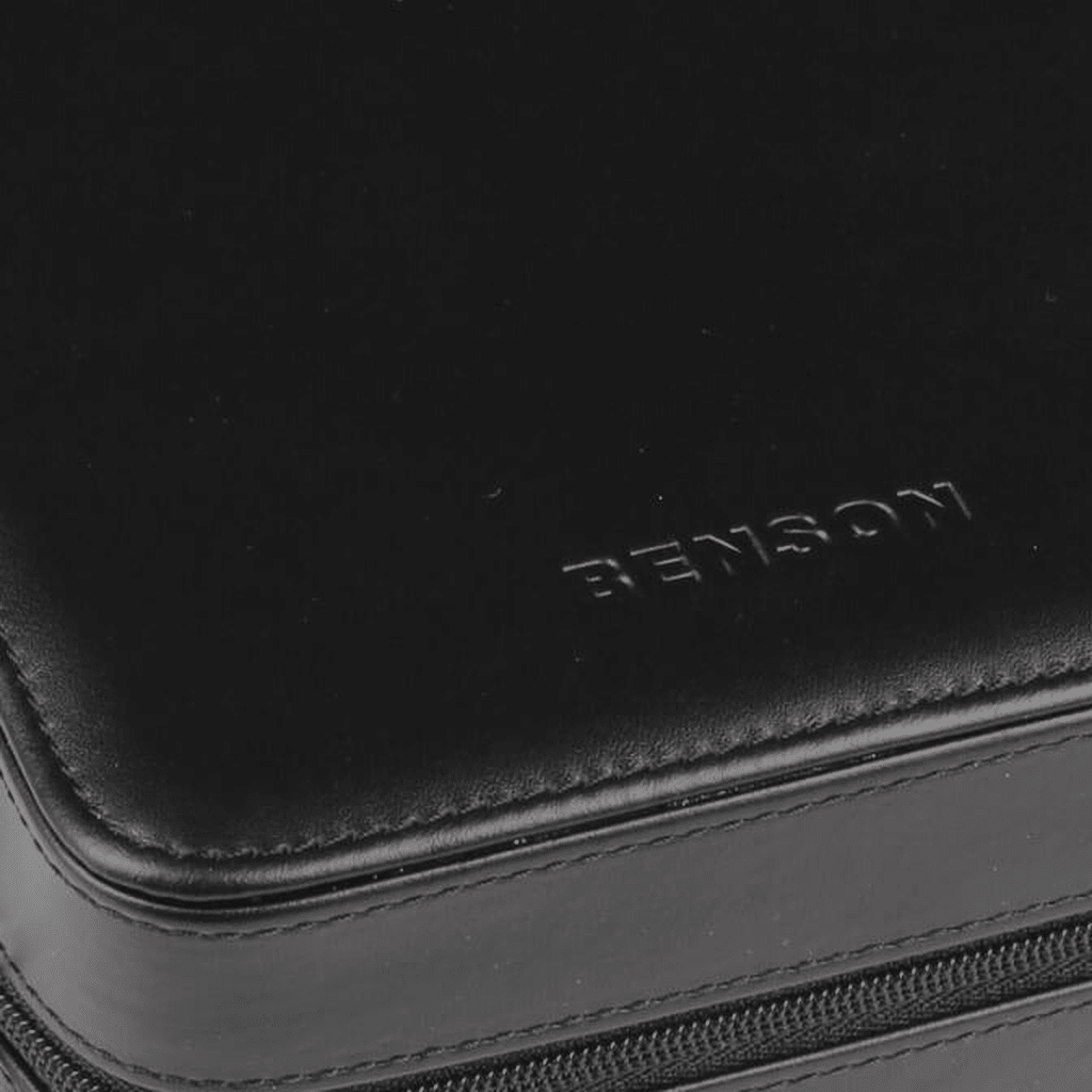 Benson Horloge etui Black Series 4 Horloges Zwart - detail leer en stiksel