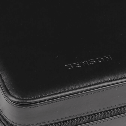 Benson Horloge etui Black Series 4 Horloges Zwart - detail leer en stiksel