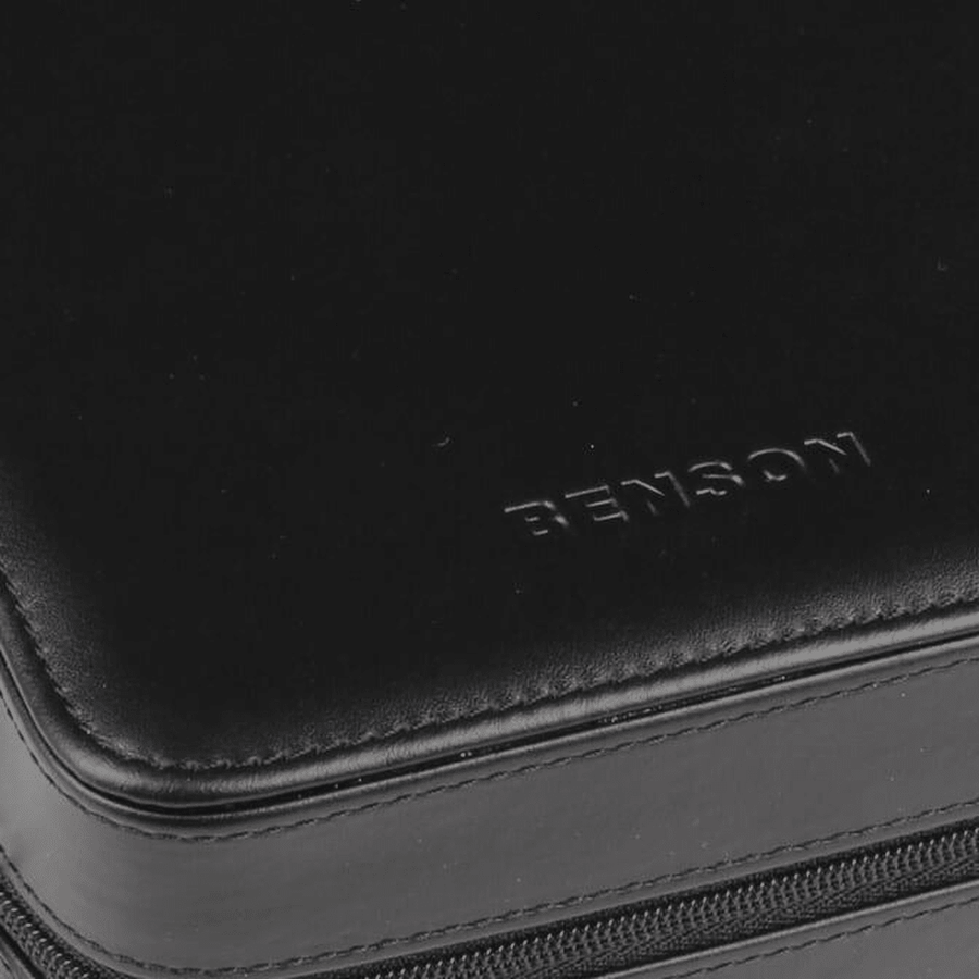 Benson Horloge etui Black Series 4 Horloges Zwart - detail leer en stiksel