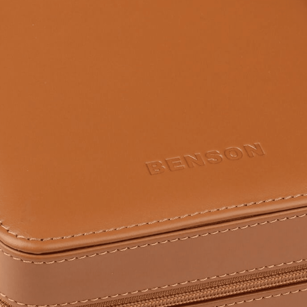 Benson Horloge etui Black Series 4 Horloges Camel - detail leer en stiksel