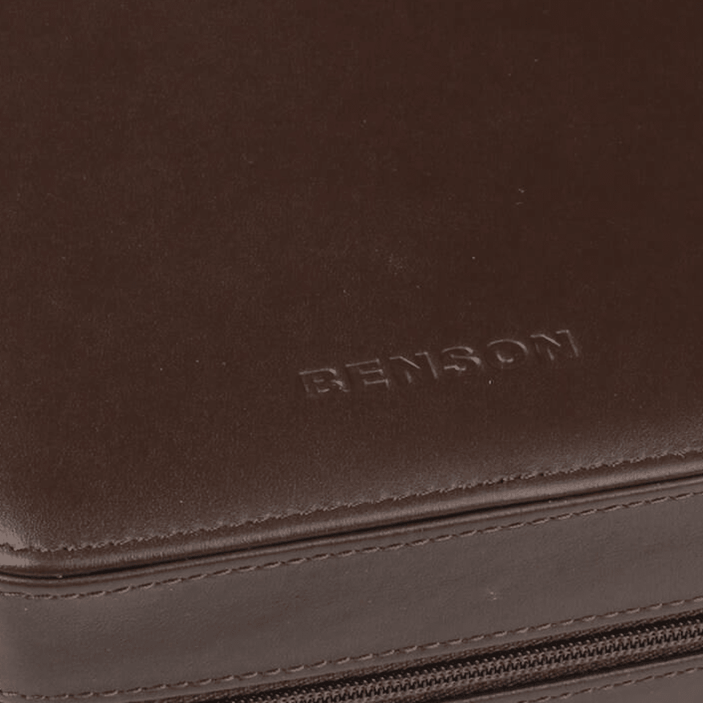 Benson Horloge etui Black Series 4 Horloges Donkerbruin - detail leer en stiksel