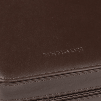 Benson Horloge etui Black Series 4 Horloges Donkerbruin - detail leer en stiksel