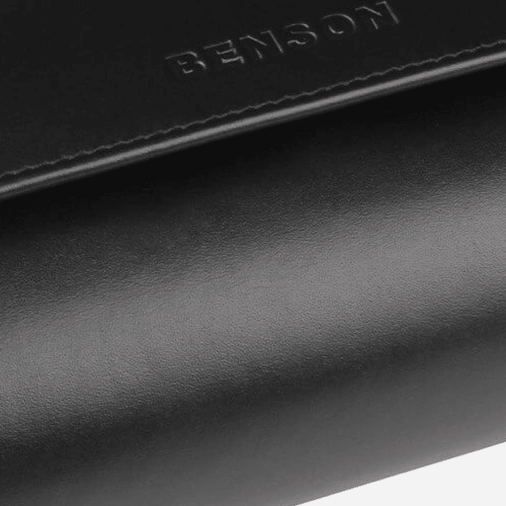 Benson Horlogerol Black Series 2 Horloges Zwart - detail leer en stiksel