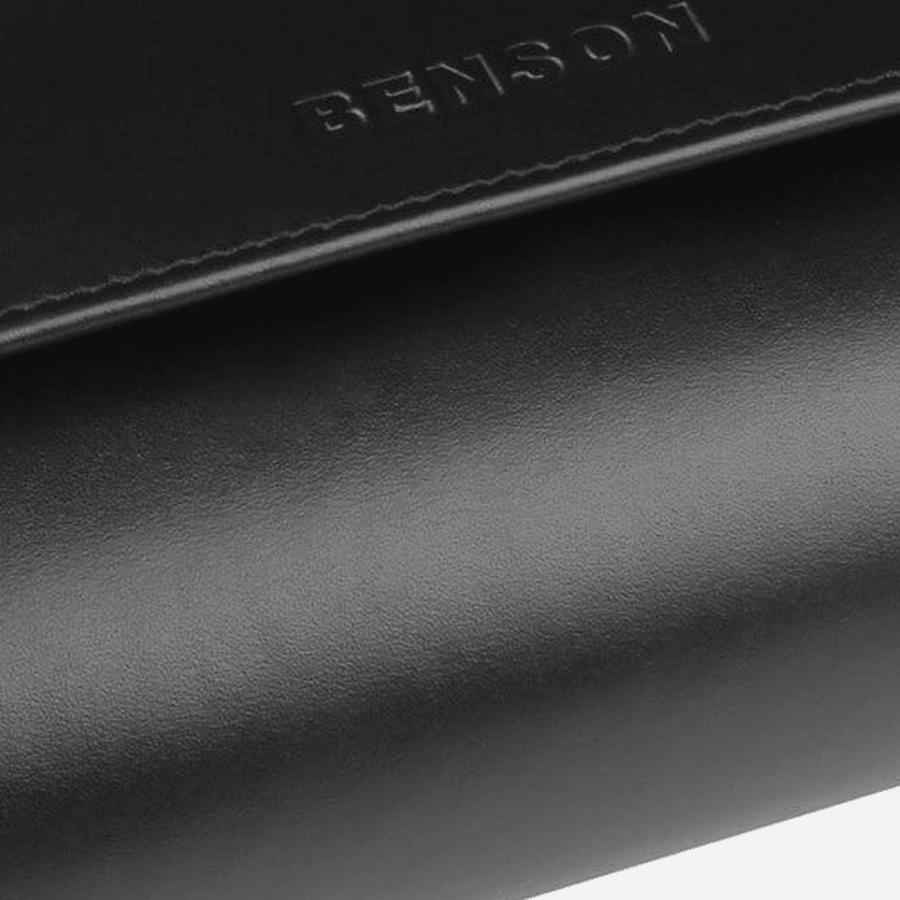 Benson Horlogerol Black Series 2 Horloges Zwart - detail leer en stiksel