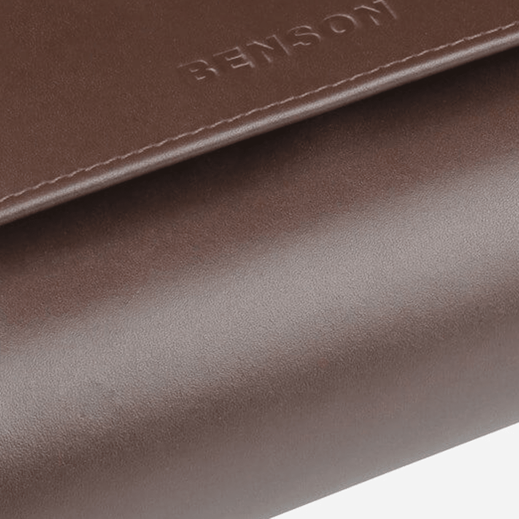 Benson Horlogerol Black Series 2 Horloges Donkerbruin - detail leer en stiksel