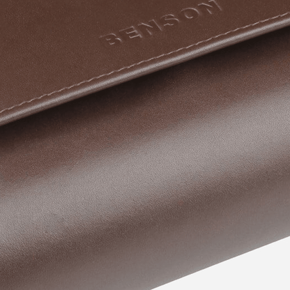 Benson Horlogerol Black Series 2 Horloges Donkerbruin - detail leer en stiksel