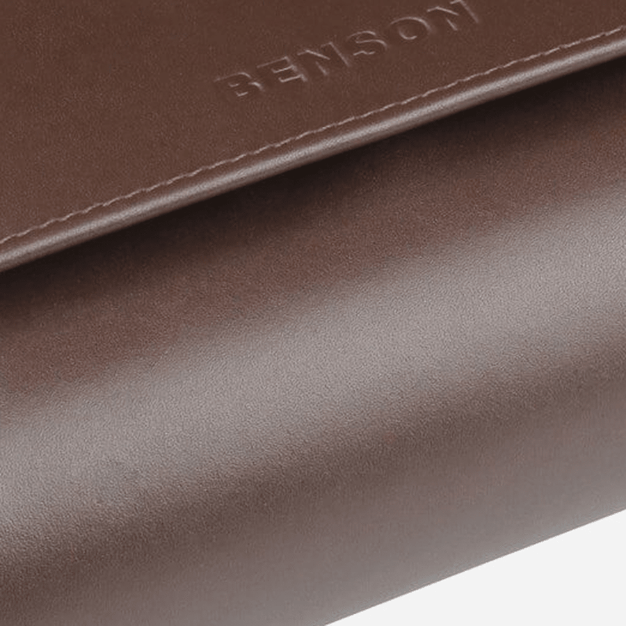 Benson Horlogerol Black Series 2 Horloges Donkerbruin - detail leer en stiksel