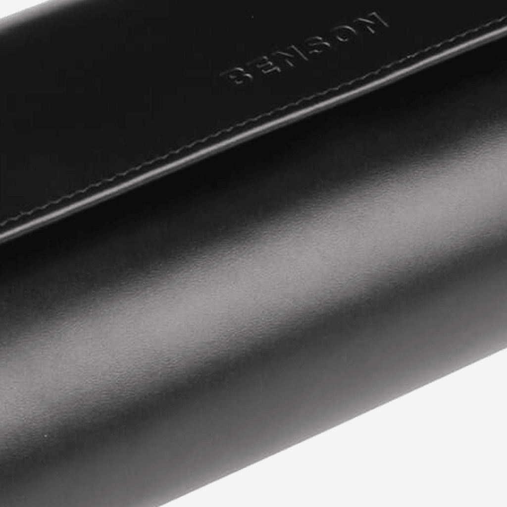 Benson Horlogerol Black Series 3 Horloges Zwart - detail leer en stiksel