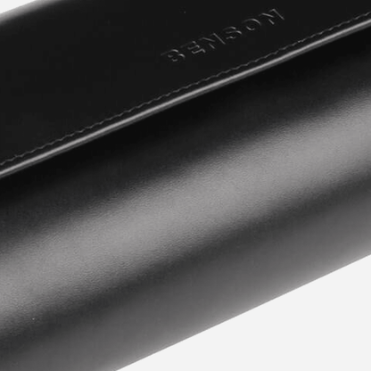 Benson Horlogerol Black Series 3 Horloges Zwart - detail leer en stiksel