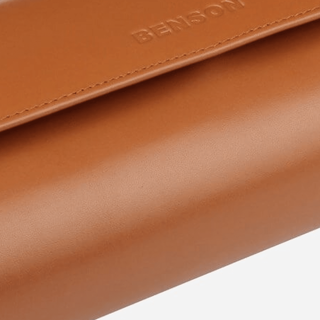 Benson Horlogerol Black Series 3 Horloges Camel - detail leer en stiksel
