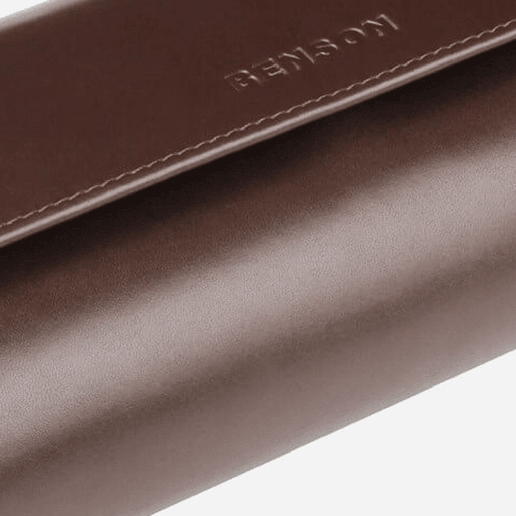 Benson Horlogerol Black Series 3 Horloges Donkerbruin - detail leer en stiksel